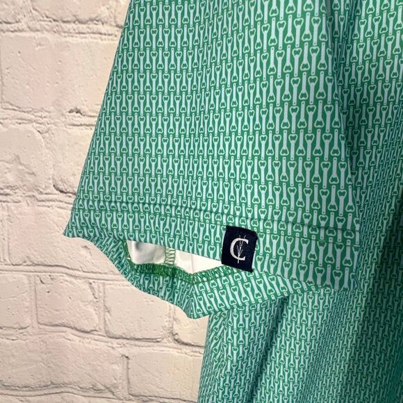 Criquet Polo Shirt Mens Large Green Large Bottle Openers AOP Golf Stretch Perfor - Picture 3 of 8